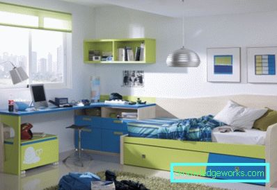 Fotografija: spavaća soba za dječake, uređena u pastelnim bojama.