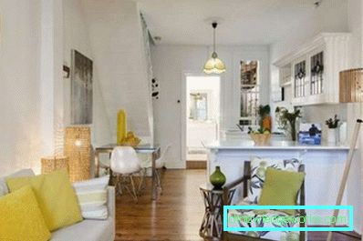 Kuhinja dizajn dnevni boravak 13 m² - foto interijera ideje