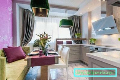 Kuhinja dizajn dnevni boravak 13 m² - foto interijera ideje