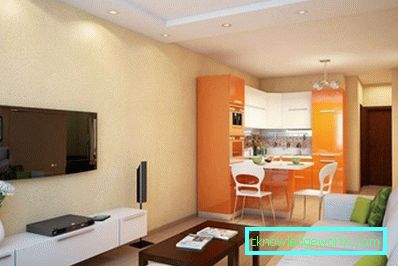 Kuhinja dizajn dnevni boravak 13 m² - foto interijera ideje