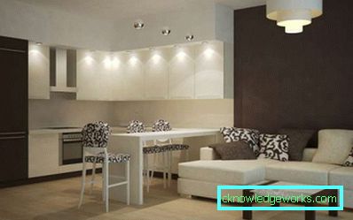 Kuhinja dizajn dnevni boravak 13 m² - foto interijera ideje