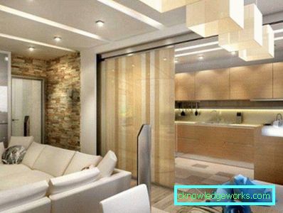 Kuhinja dizajn dnevni boravak 13 m² - foto interijera ideje