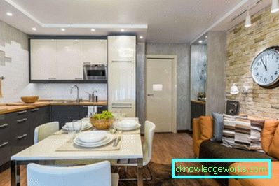 Kuhinja dizajn dnevni boravak 13 m² - foto interijera ideje