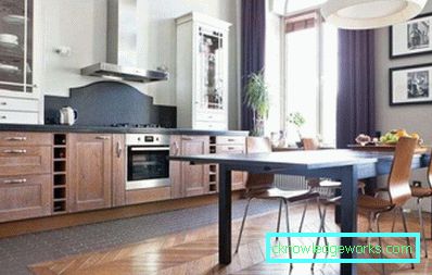 Kuhinja dizajn dnevni boravak od 17 četvornih metara s zoniranje - foto interijera