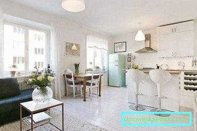 Kuhinjski dizajn dnevni boravak 30 m² - fotografije interijera