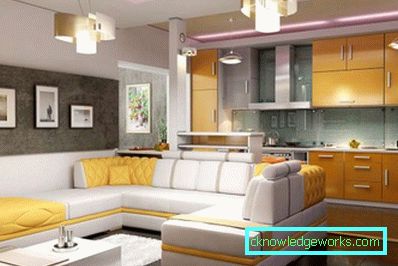 Kuhinjski dizajn dnevni boravak 30 m² - fotografije interijera