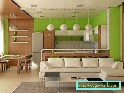 Kuhinjski dizajn dnevni boravak 30 m² - fotografije interijera