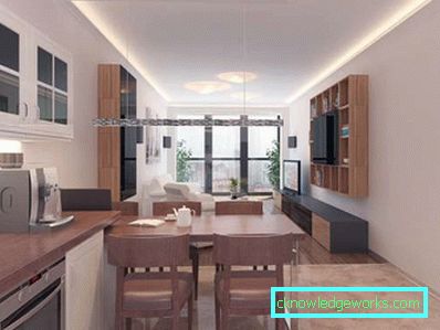 Kuhinjski dizajn dnevni boravak 30 m² - fotografije interijera