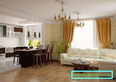 Dizajn kuhinje u kombinaciji s dnevnim boravkom u privatnoj kući