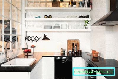 Male kuhinje u malim apartmanima - dizajn interijera na fotografiji