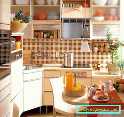 Male kuhinje u malim apartmanima - dizajn interijera na fotografiji