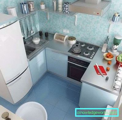 Male kuhinje u malim apartmanima - dizajn interijera na fotografiji