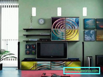 Moderni modularni zidovi u dnevnom boravku - fotografija